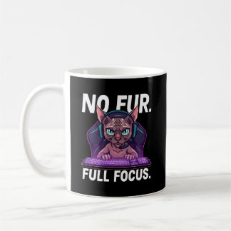 Caneca De Café Arte Neon de Gato Gamer Sphynx Focado