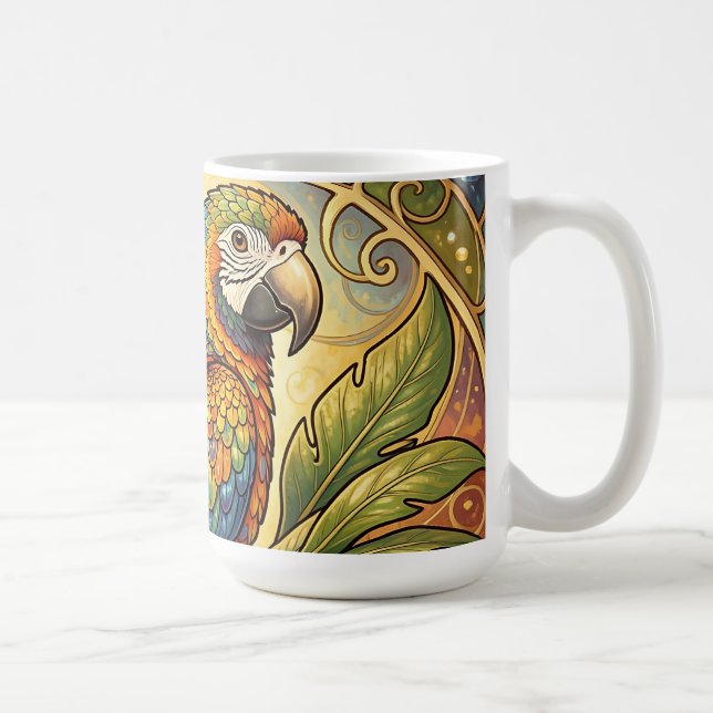Caneca De Café Arte Nova Papagaio Arco-Íris Vibrante (Direita)