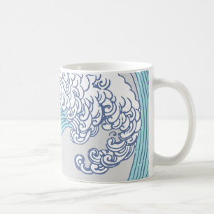 Caneca De Café Arte Oceânica Onda Surf Japonês