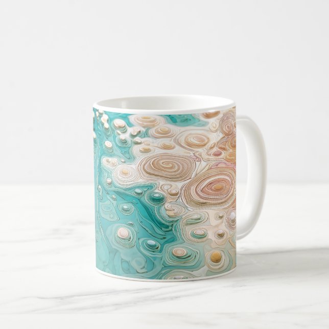Caneca De Café Arte Oceânico Topográfico Abstrato (Frente Esquerda)