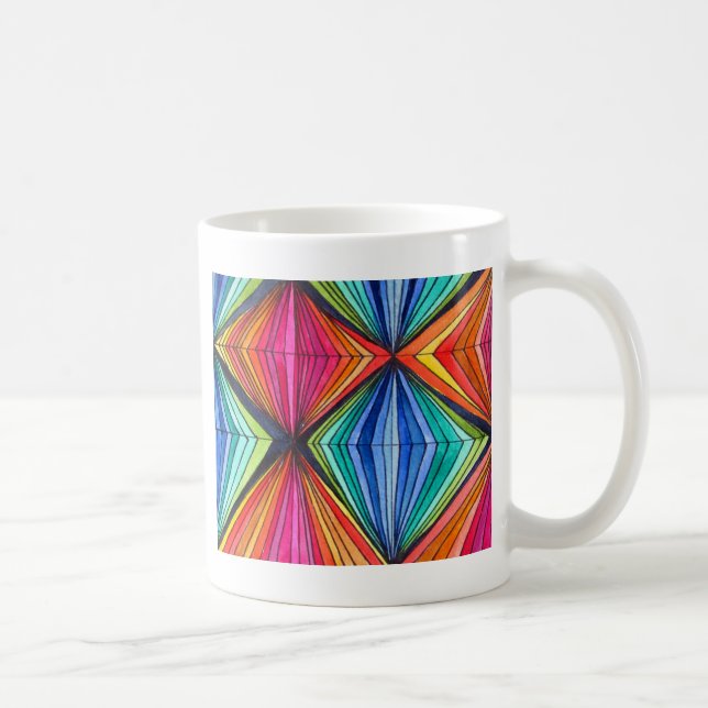 Caneca De Café Arte Óptica Geométrica do Arco-Íris (Direita)