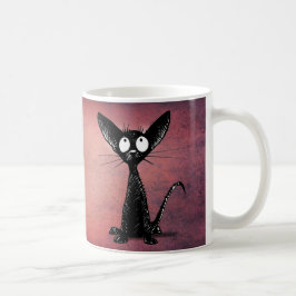 Caneca De Café Arte oriental engraçada bonito do gato preto no