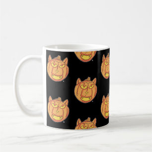 Caneca De Café Arte Padrão de Cartoon Jack-o-Lanterna de Gato Hal