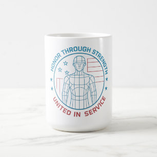 Caneca De Café Arte Patriótica Futurista do Soldado: Honra Modern