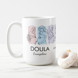 Caneca De Café Arte Personalizada de Doula em Linhas com Pastéis