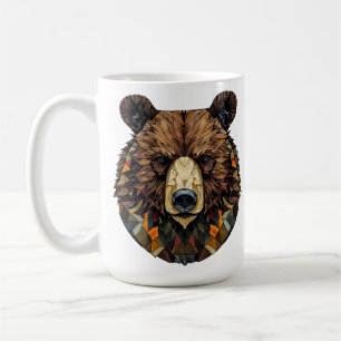 Caneca De Café Arte Poligonal do Rosto de Urso