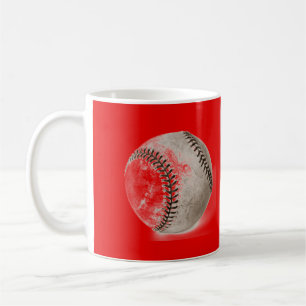 Caneca De Café Arte Pop de Basebol Vermelho