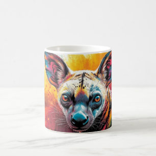 Caneca De Café Arte pop de um cão selvagem africano, conhecido co