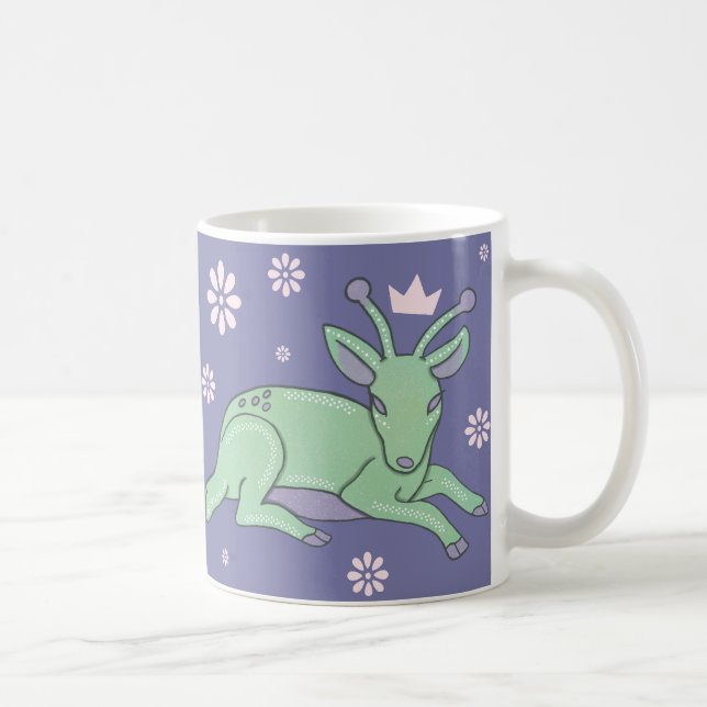 Caneca De Café Arte Popular de Veado Alienígena | Corça Verde Cap (Direita)