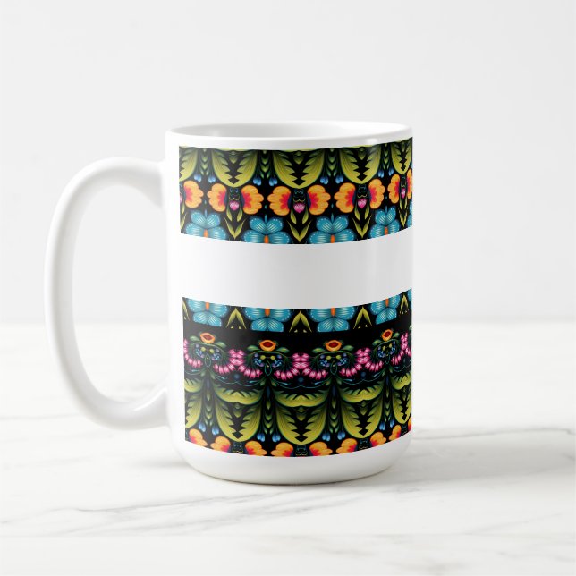 Caneca De Café Arte Popular Floral Moderna (Esquerda)