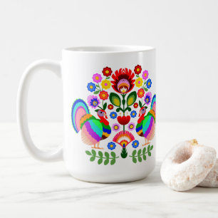 Caneca De Café Arte popular polonesa - padrão de bordado floral