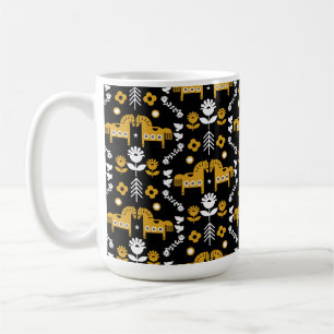 Caneca De Café Arte popular sobre cavalos escandinavos