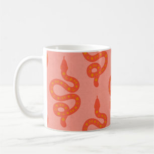Caneca De Café Arte Popular Texturizado Grungy Bruxa Cobra laranj