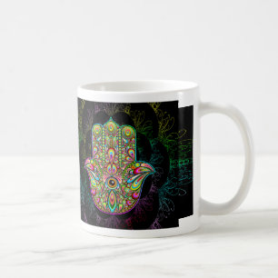 Caneca De Café Arte psicadélico da mão de Hamsa