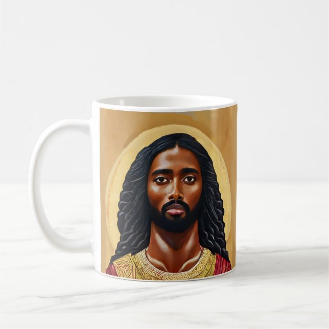 Caneca De Café Arte Religiosa Cristo de Jesus Africano Negro (Esquerda)