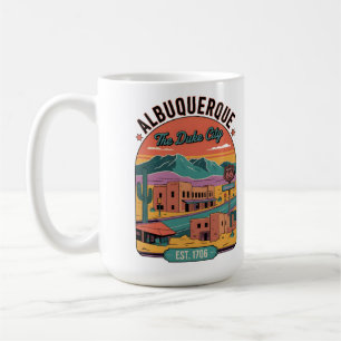 Caneca De Café Arte Retro da Cidade de Albuquerque Novo México Vi