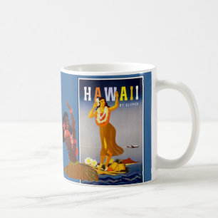 Caneca De Café Arte retro da menina de Havaí Hula