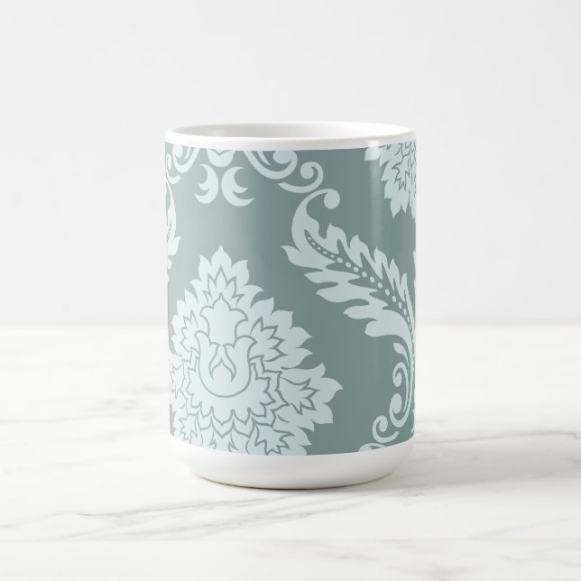 Caneca De Café Arte Rococó Damask I Azul Ovo de Pato+Turquesa (Centro)