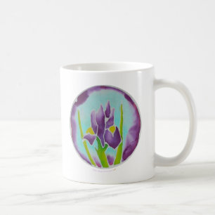 Caneca De Café Arte roxa do Batik da flor da íris