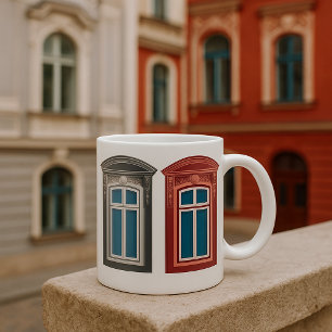 Caneca De Café Arte sobre a arquitetura do Ornamentado de janela 