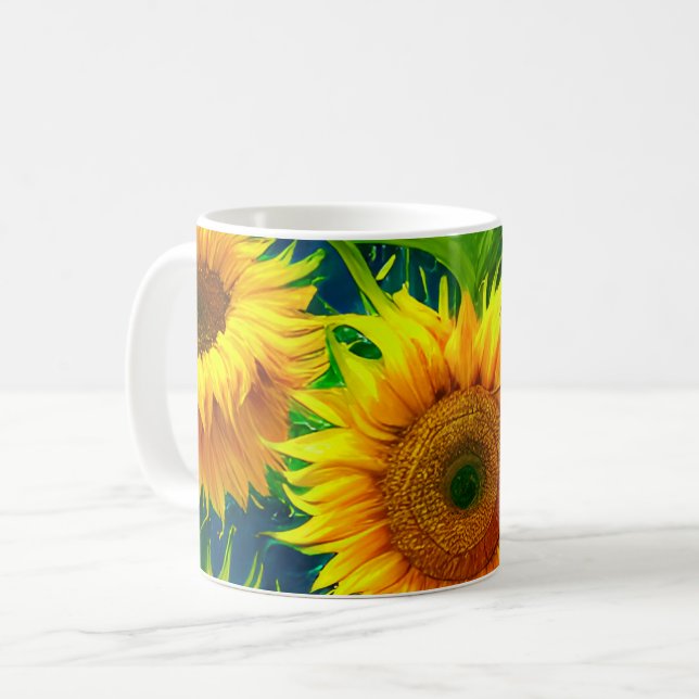 Caneca De Café Arte Sunflower (Frente Esquerda)