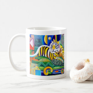 Caneca De Café Arte Tigre Contemporânea - Decoração Capturante do