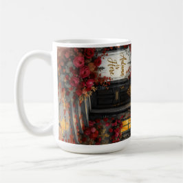 Caneca De Café Arte Típica de Rosas de Algodão de Outono Gótico
