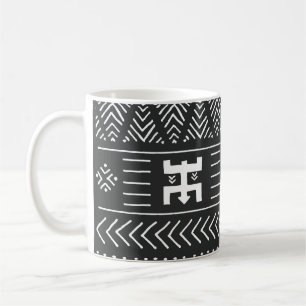 Caneca De Café Arte Tribal Africana: Preto Geométrico e Branco