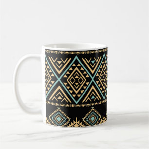 Caneca De Café Arte tribal, geometria étnica, padrão colorido.