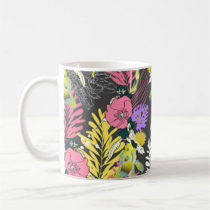Caneca De Café Arte Tropical Flor: Padrão Original.