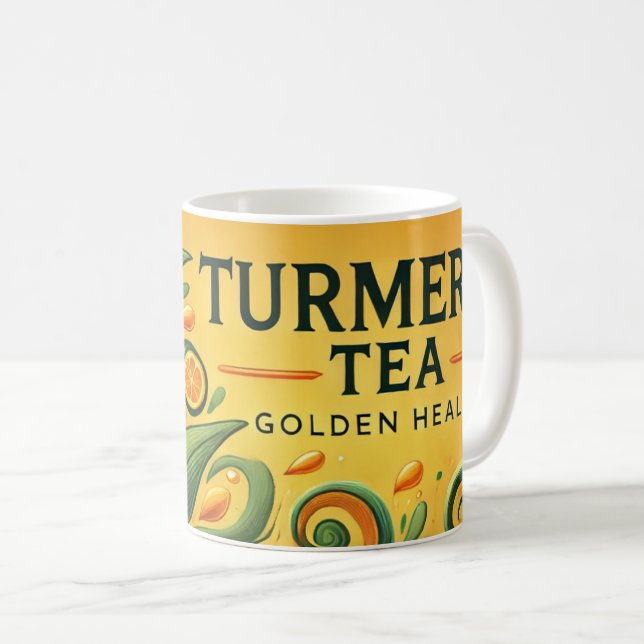 Caneca De Café Arte Turmeric Tea AI (Frente Esquerda)