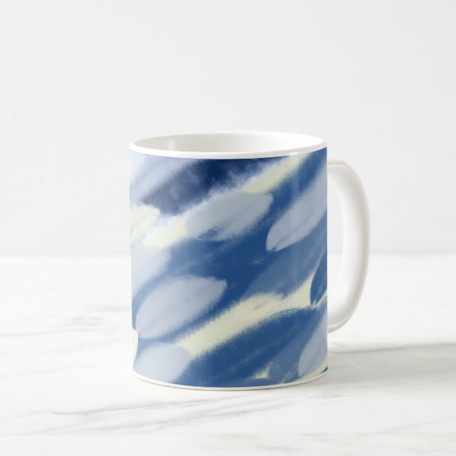 Caneca De Café Arte Única Azul e Branco (Frente Esquerda)
