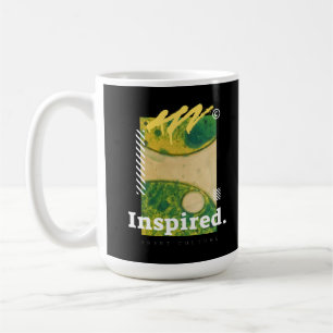 Caneca De Café Arte Urbana Abstrata Estética Verde e Amarela