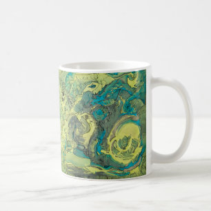 Caneca De Café Arte Verde Colorida Original de Abstrato Pintura