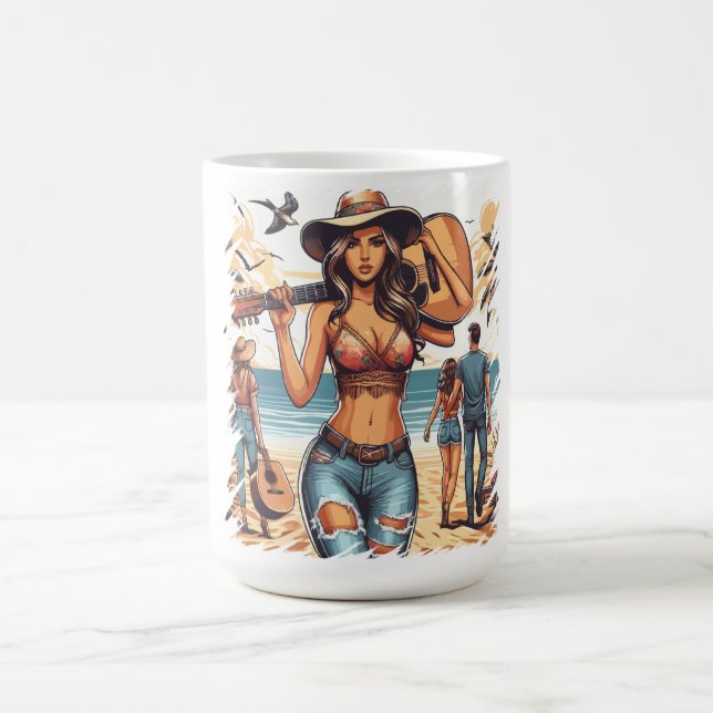 Caneca De Café Arte vetora guitarrista (Centro)