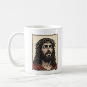 Caneca De Café Arte Vetorial de Retrato Religioso da Coroa de Esp