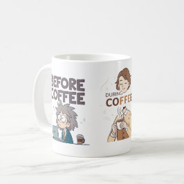 Caneca De Café Arte Vetorial do Humor do Café Antes Durante Depoi