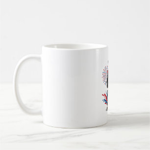 Caneca De Café Arte Vetorial Vintage de Fogos de Artifício Patrió