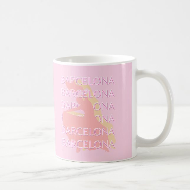 Caneca De Café Arte Viagem de Barcelona, Arte Espanha, Rosa, Past (Direita)