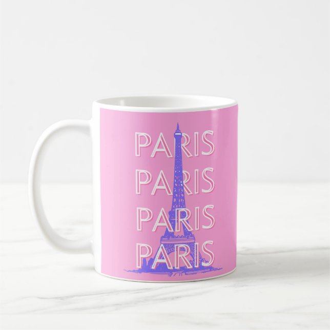 Caneca De Café Arte Viagem de Paris, Arte Viagem, Rosa (Esquerda)