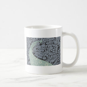Caneca De Café Arte Vintage Art Nouveau Pavão Azul Verneuil