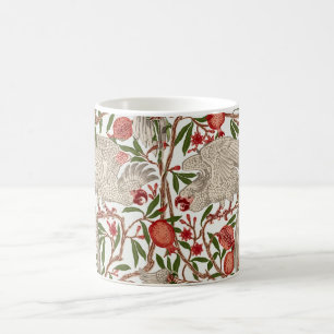 Caneca De Café Arte Walter Crane Cacatua Branca Romã Vermelha