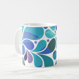 Caneca De Café Artes Lindas Azul Aquático, Padrão de Aquarela Rox