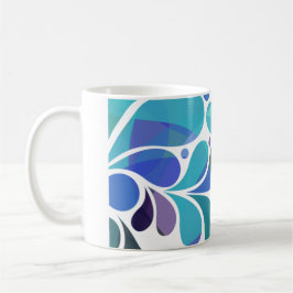 Caneca De Café Artes Lindas Azul Aquático, Padrão de Aquarela Rox