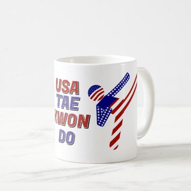 Caneca De Café Artes Marciais Patrióticas dos EUA Tae Kwon Do (Frente Esquerda)
