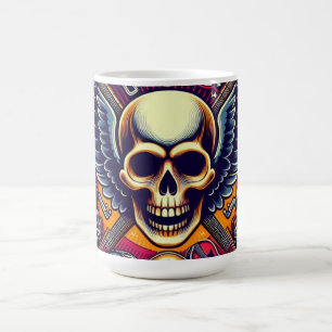 Caneca De Café 🎨 artesanal requintado de crânio e ossos