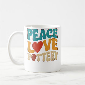 Caneca De Café Artesão de Cerâmica Paz Amor Olaria Retro