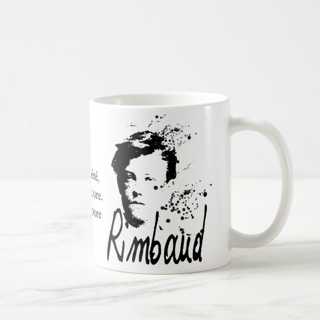 Caneca De Café Arthur Rimbaud Bonne Pensée du Matin Poema (Direita)