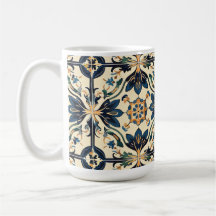 Artisan Blue e Dourada Floral Motif