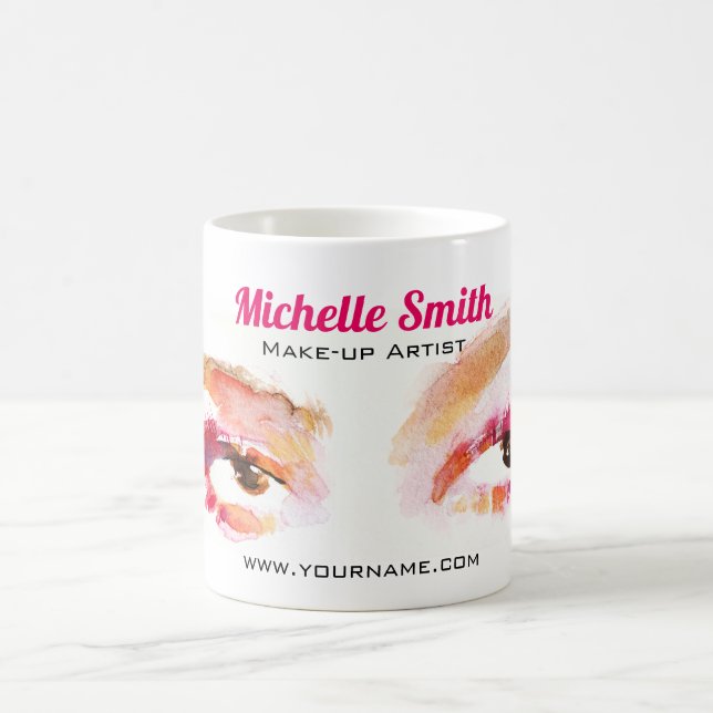 Caneca De Café Artista de maquiagem de castanho-rosado-rosado (Centro)
